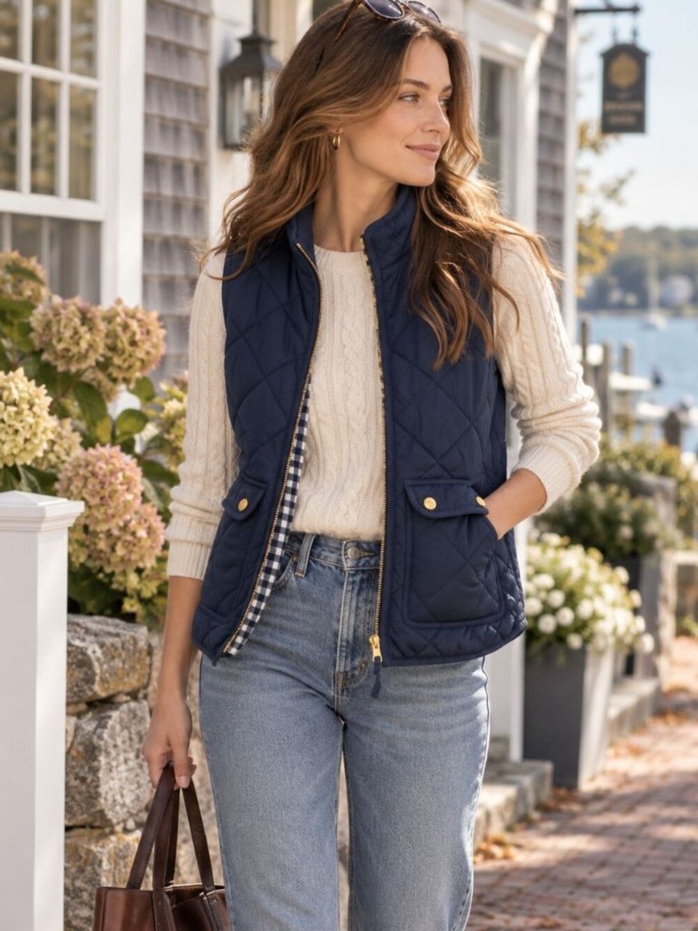 J. Crew Women's Blue Quilted Puffer Zip Vest XXS Front Pockets Nautical Pockets